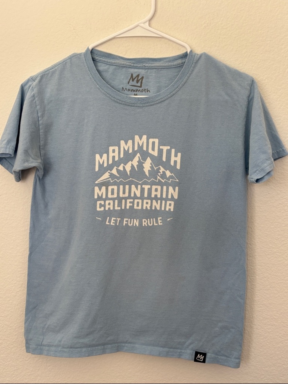 Mammoth Mountain Light Blue Graphic Crewneck T-Shirt